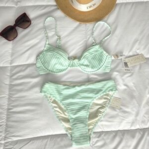 L*Space Mint Green Striped Bikini Set SMALL